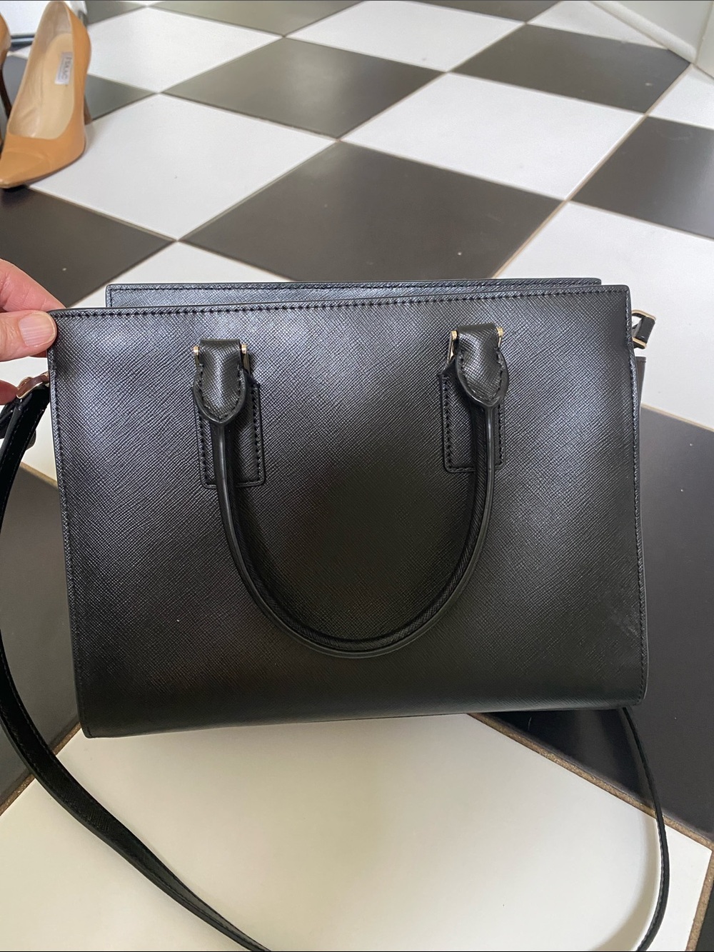 kate Spade Cameron Black Saffiano Leather Satchel with Removable Strap - Picture 6 of 7